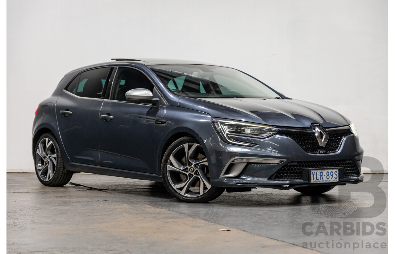 03/2017 Renault Megane GT 205 BFB MY17 4d Hatchback Titanium Metallic Grey Turbo 1.6L