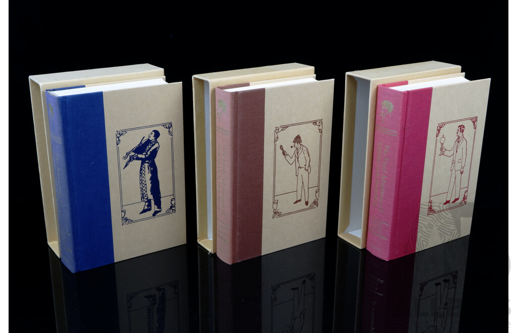 The Adventures of Sherlock Holmes, Conan Doyle, the Heritage Press, Connecticut, 1980, Three Volume Hardcover Set in Slip Cases