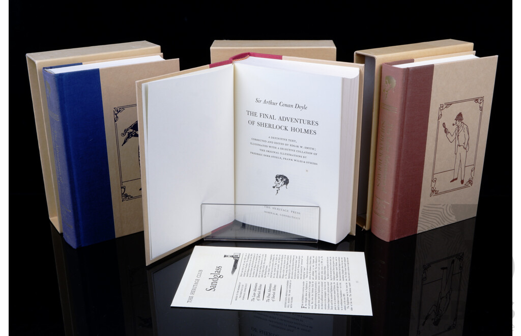 The Adventures of Sherlock Holmes, Conan Doyle, the Heritage Press, Connecticut, 1980, Three Volume Hardcover Set in Slip Cases