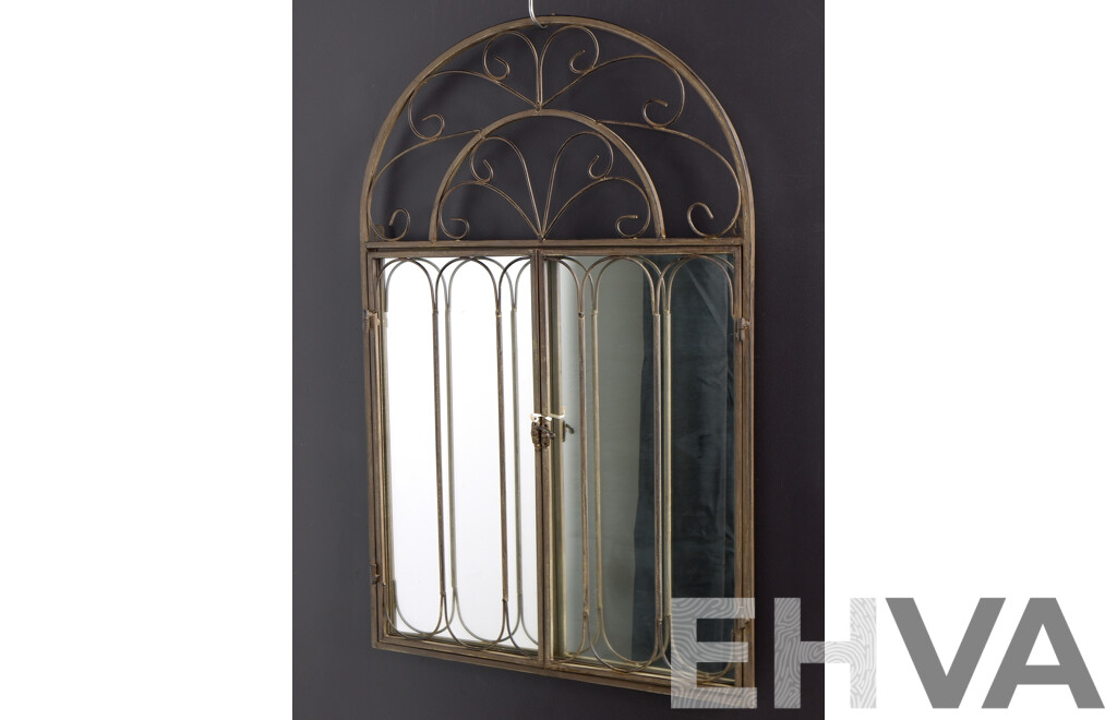 Metal Framed Arch Mirror with Doors