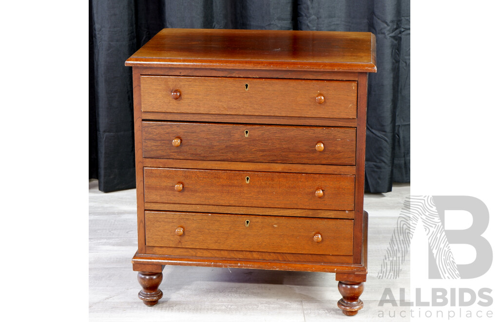Late Victorian Four Drawer Bedside Chest