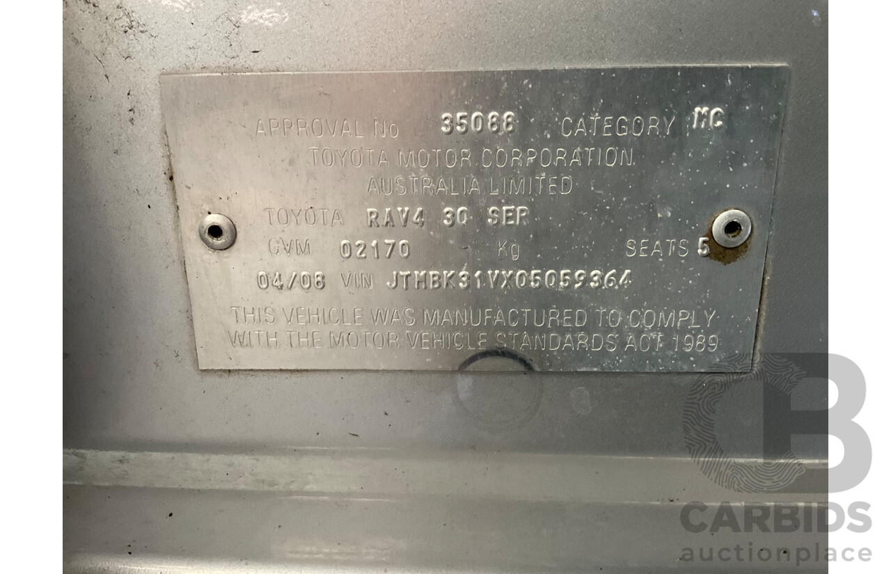 4/2008 Toyota Rav4 ZR6 (4x4) GSA33R 4d Wagon Silver V6 3.5L