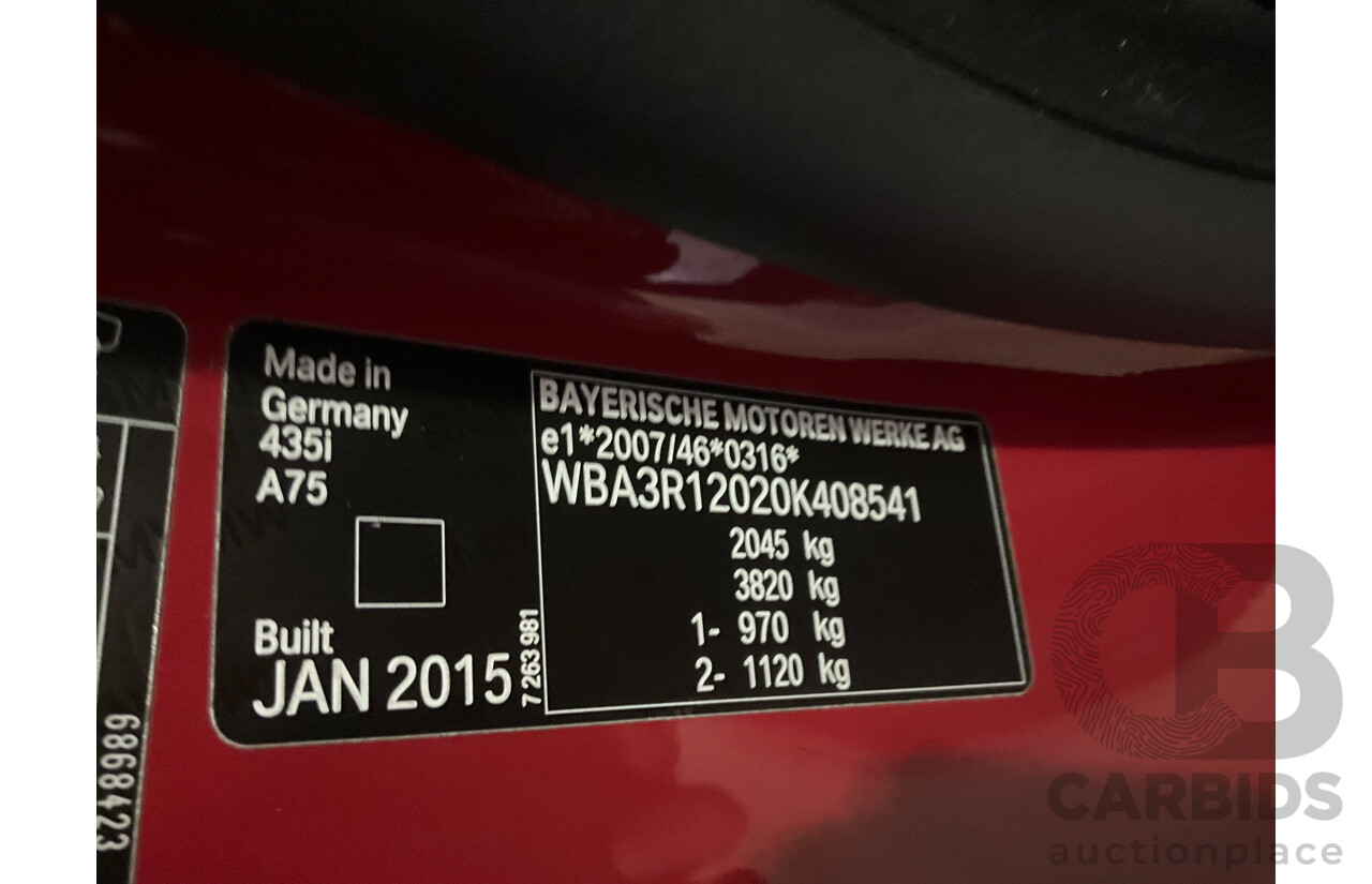 6/2015 BMW 435i F32 M-Sport Package MY15 2d Coupe Melbourne Red Turbo 3.0L