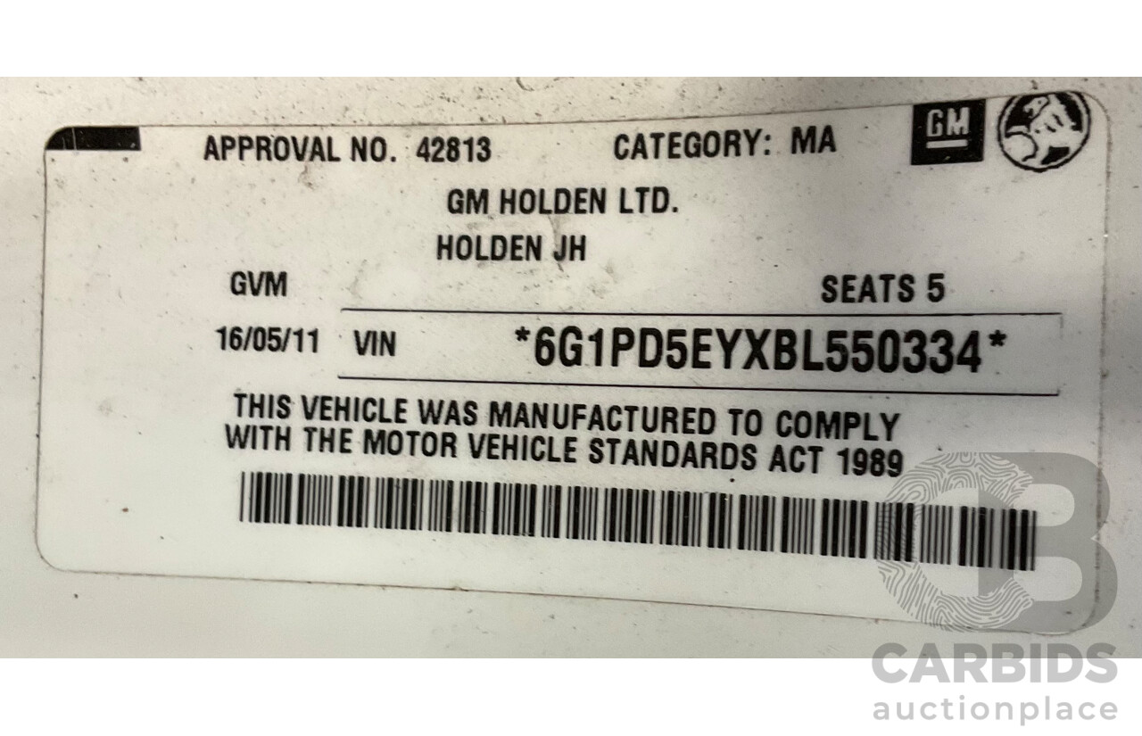 5/2011 Holden Cruze CD JH 4d Sedan White Turbo Diesel 2.0L