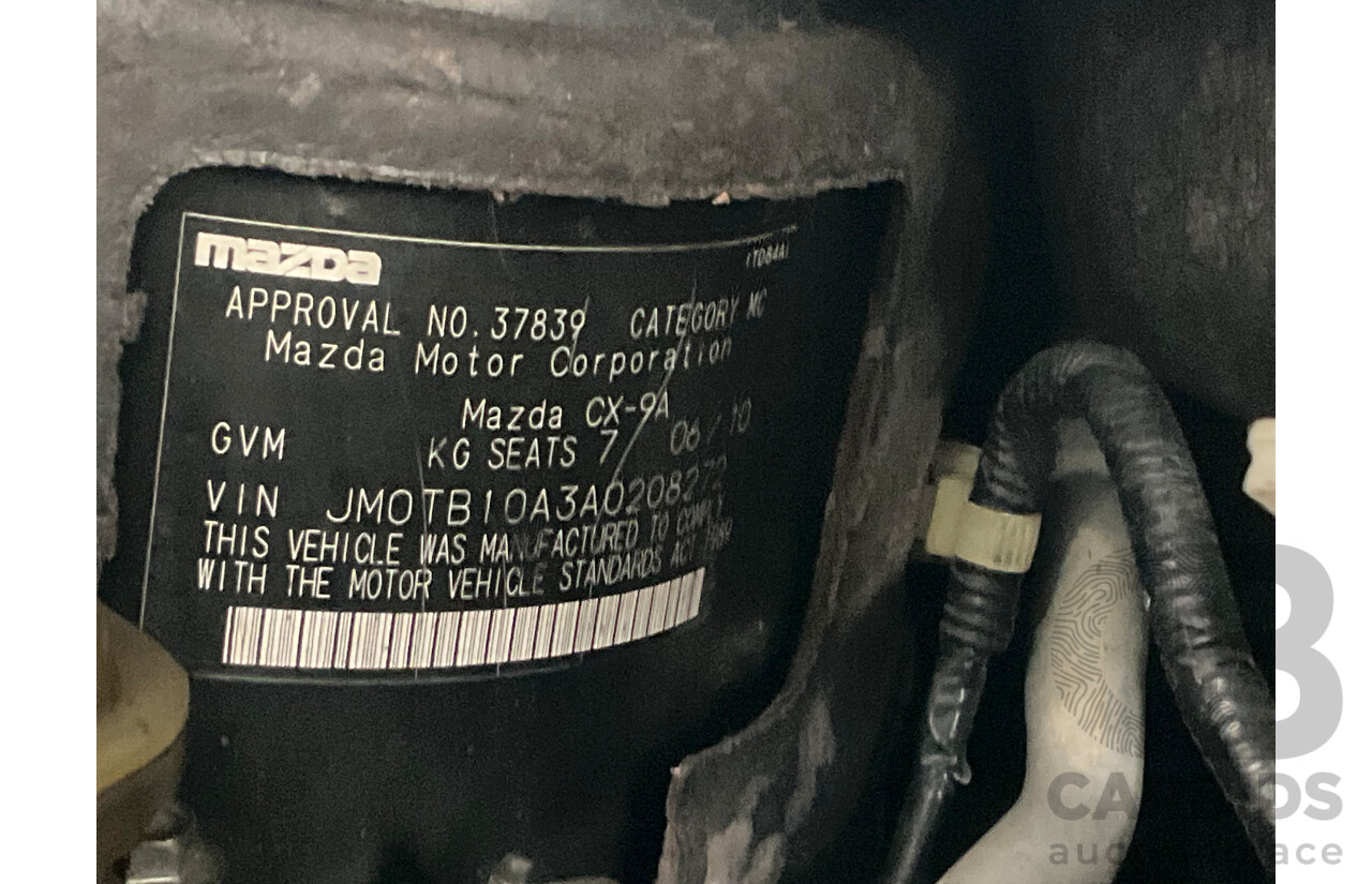 6/2010 Mazda CX-9 Grand Touring 09 Upgrade 4d Wagon Black V6 3.7L - 7 Seater