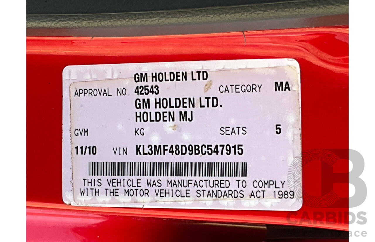 11/2010 Holden Barina Spark CD MJ 5d Hatchback Red 1.2L