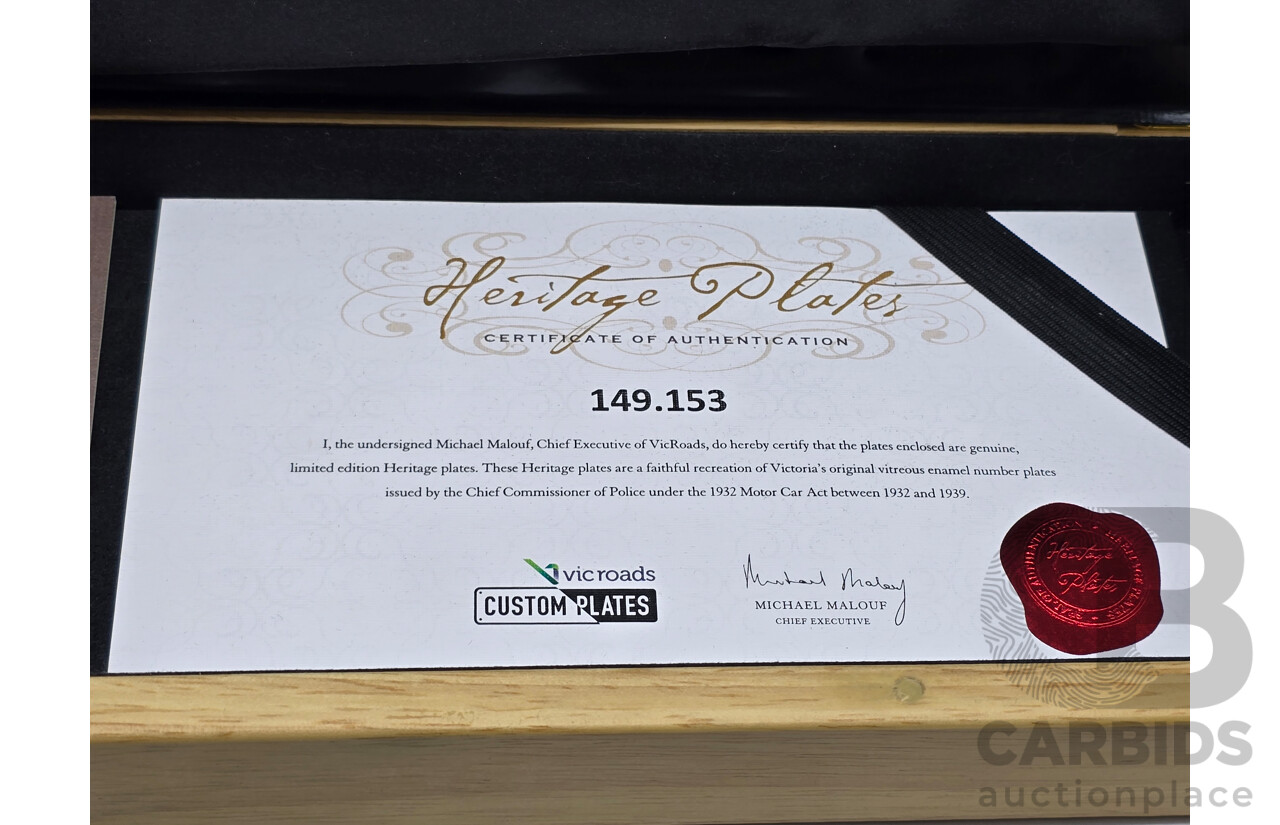Victorian VIC Six Digit Heritage Number Plate - 149.153