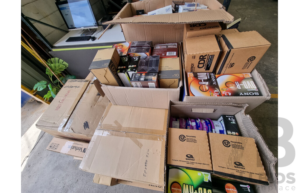 Assorted Bulk Pallet of New Blank CD's and VHS Tapes ETC