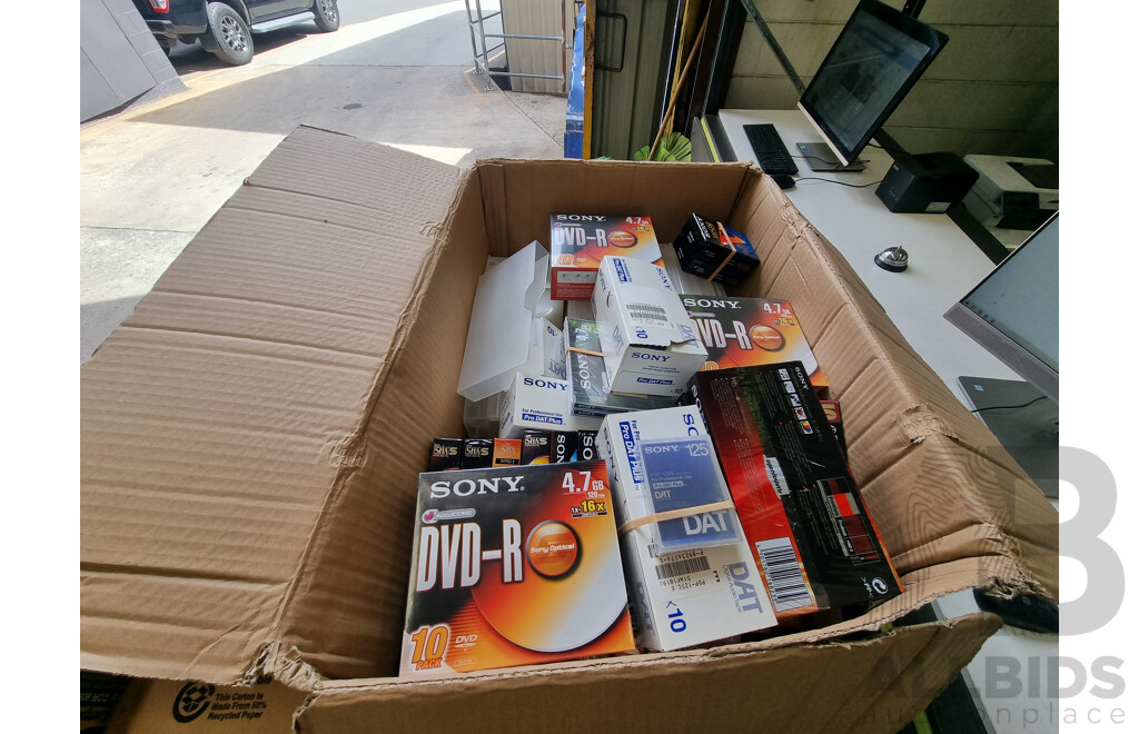 Assorted Bulk Pallet of New Blank CD's and VHS Tapes ETC