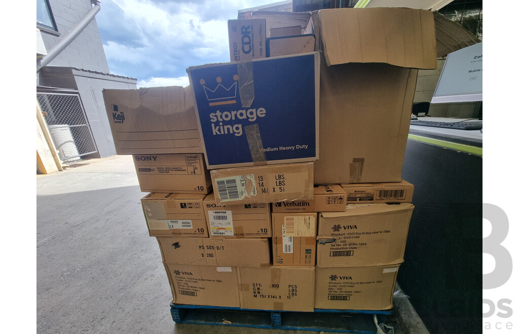 Assorted Bulk Pallet of New Blank CD's and VHS Tapes ETC