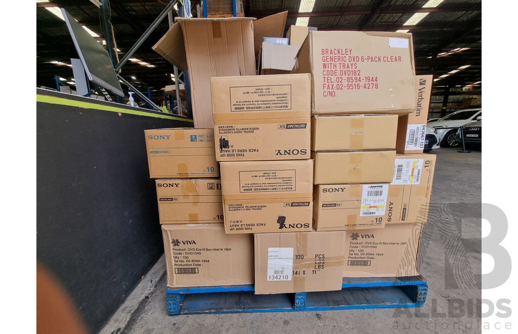 Assorted Bulk Pallet of New Blank CD's and VHS Tapes ETC