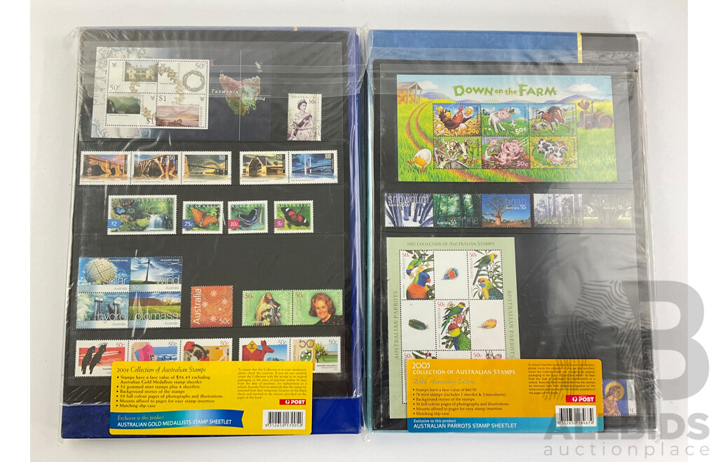 Australian 2004 and 2005 Annual Stamp Albums - Face Value $116