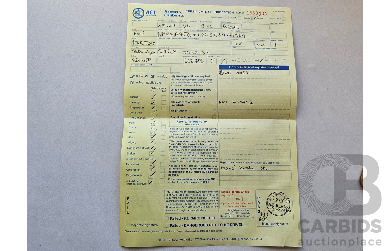 5/2011 Ford Territory TS (4x4) SZ 4d Wagon Silver 2.7L