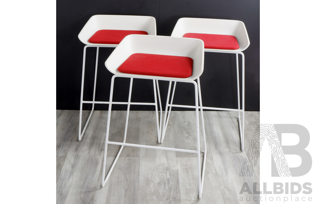 Set of Three Modern Metal Based Barstools