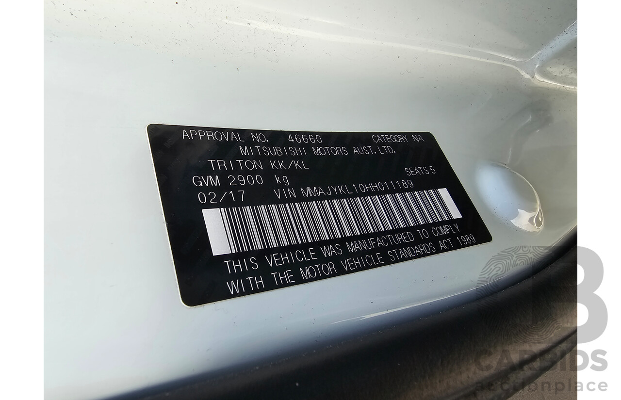2/2017 Mitsubishi Triton GLS (4x4) MQ MY16 Dual Cab Utility White Turbo Diesel 2.4L