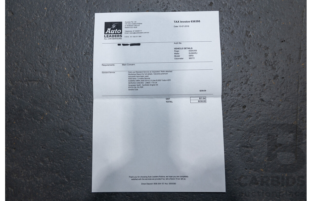1/2009 Subaru Impreza WRX (AWD) MY09 5d Hatchback Red Turbo 2.5L