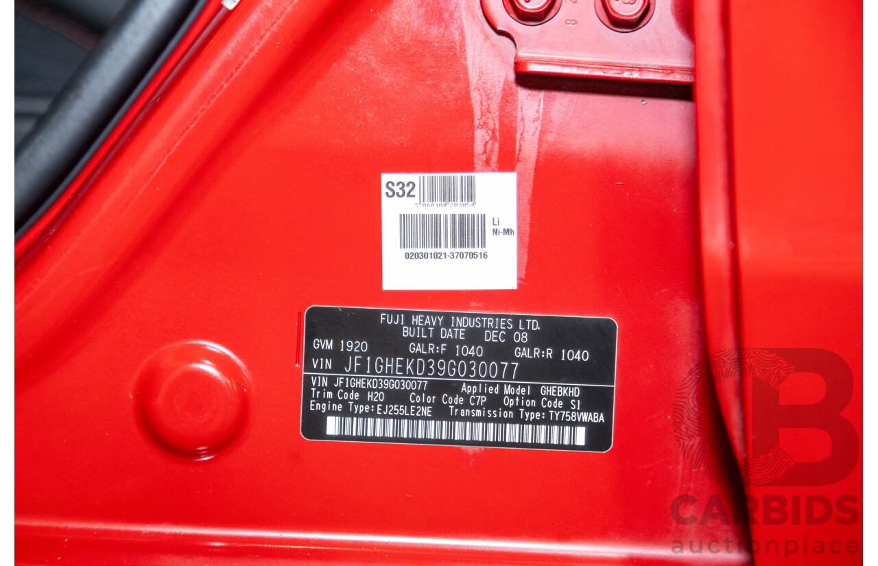 1/2009 Subaru Impreza WRX (AWD) MY09 5d Hatchback Red Turbo 2.5L