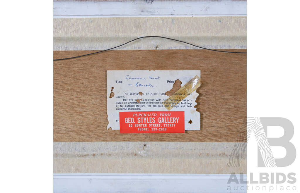 Alice Russell, Summer Heat - Bourke, Oil on Board