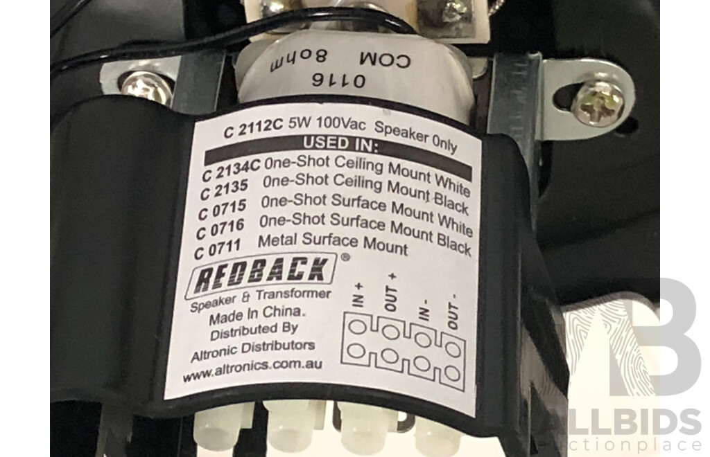 Redback One Shot 8 Inch(200mm) Surface Mount Series 5 Watt Speakers - Lot of Two - New