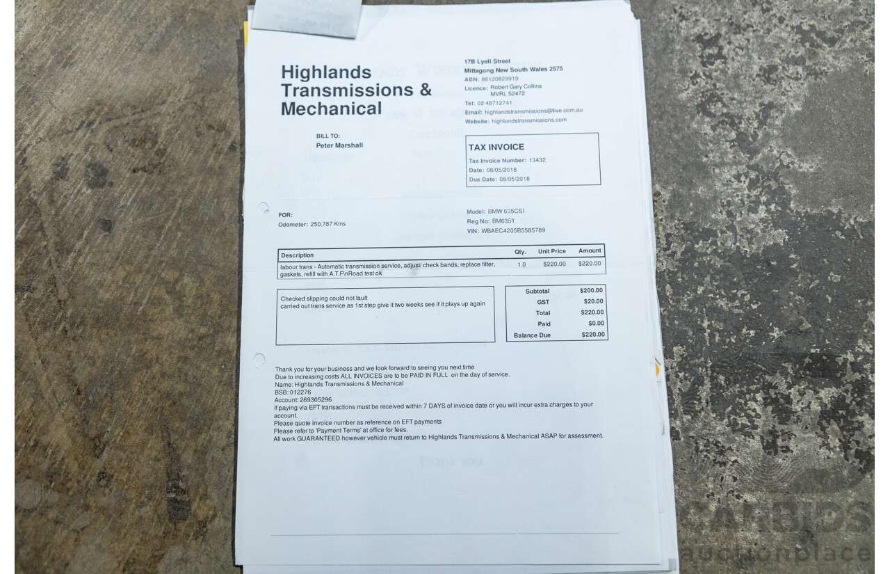 6/1982 BMW 635CSi A E24 2d Coupe Kastanienrot Metallic Red 3.4L - South African Import from the 1980s