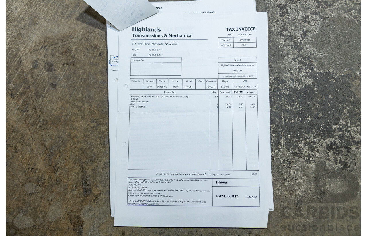 6/1982 BMW 635CSi A E24 2d Coupe Kastanienrot Metallic Red 3.4L - South African Import from the 1980s