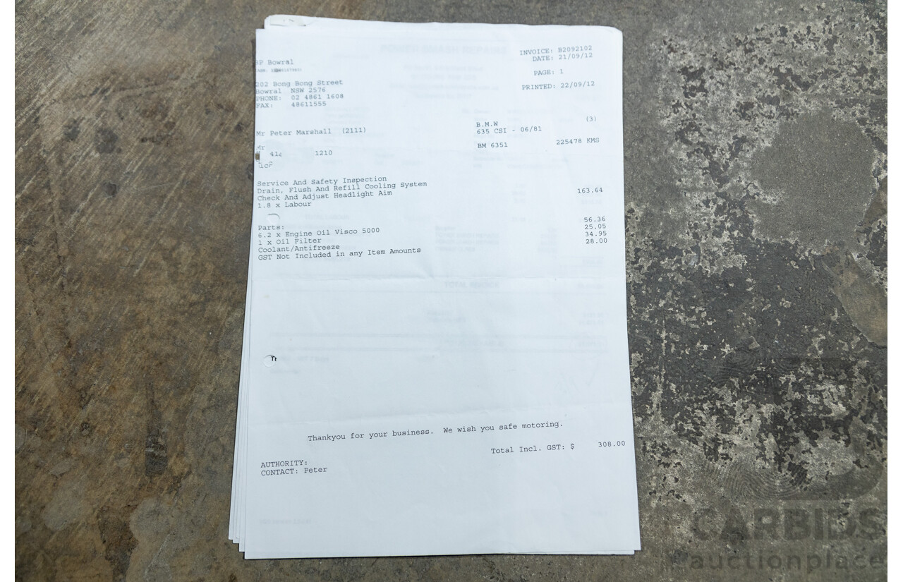 6/1982 BMW 635CSi A E24 2d Coupe Kastanienrot Metallic Red 3.4L - South African Import from the 1980s