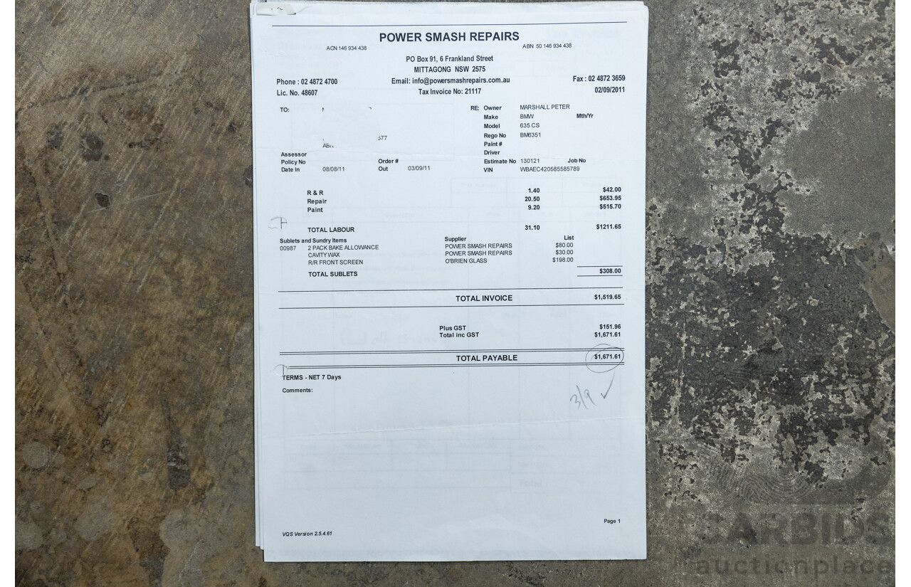 6/1982 BMW 635CSi A E24 2d Coupe Kastanienrot Metallic Red 3.4L - South African Import from the 1980s