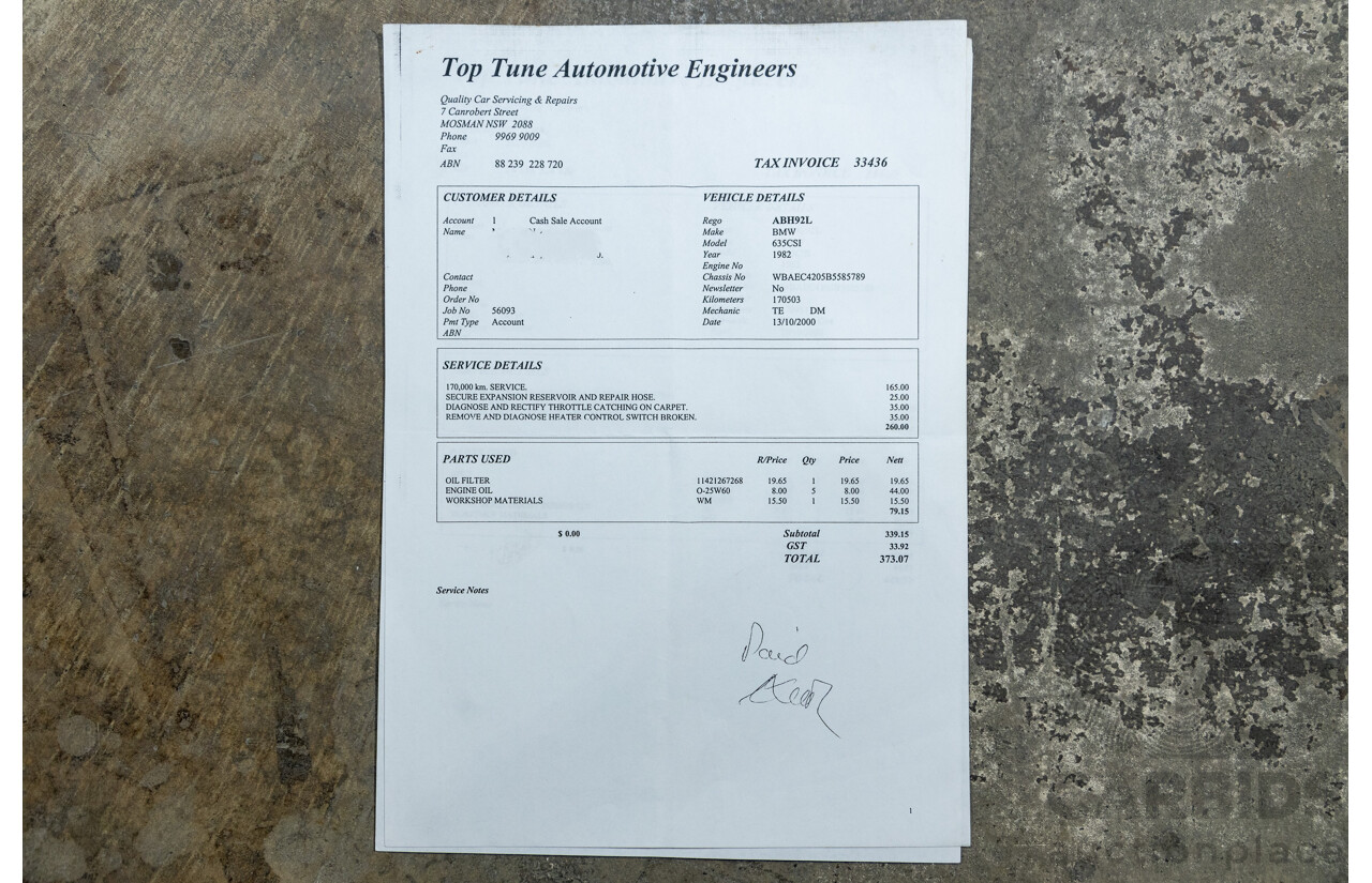 6/1982 BMW 635CSi A E24 2d Coupe Kastanienrot Metallic Red 3.4L - South African Import from the 1980s