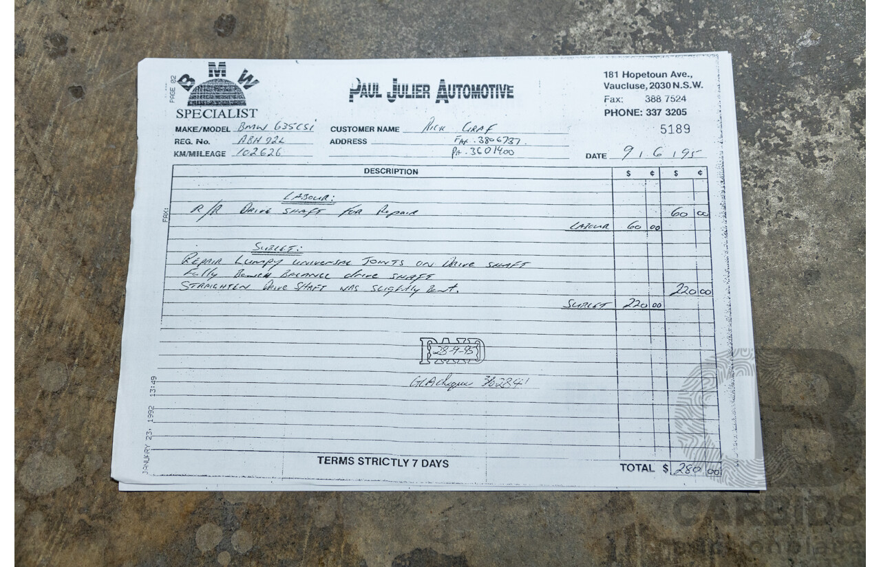 6/1982 BMW 635CSi A E24 2d Coupe Kastanienrot Metallic Red 3.4L - South African Import from the 1980s