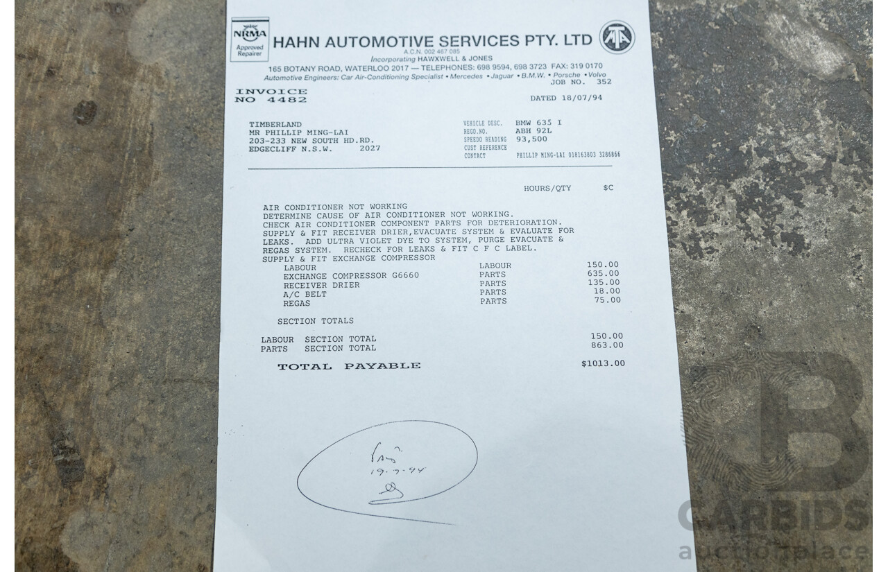 6/1982 BMW 635CSi A E24 2d Coupe Kastanienrot Metallic Red 3.4L - South African Import from the 1980s