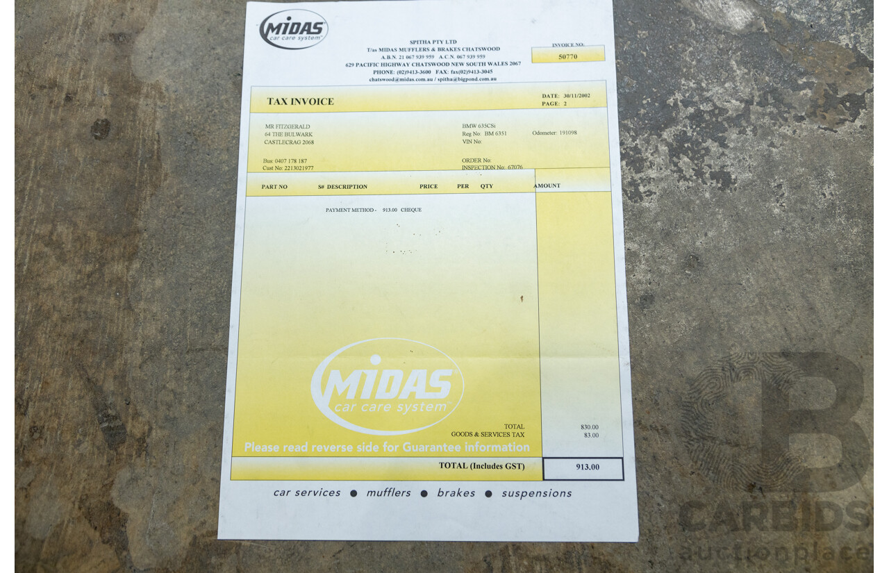 6/1982 BMW 635CSi A E24 2d Coupe Kastanienrot Metallic Red 3.4L - South African Import from the 1980s