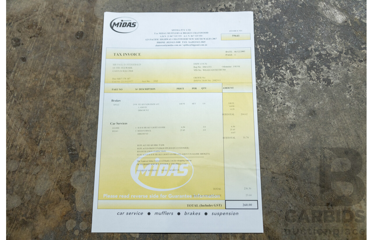 6/1982 BMW 635CSi A E24 2d Coupe Kastanienrot Metallic Red 3.4L - South African Import from the 1980s