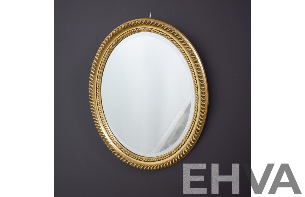 Oval Gilt Framed Mirror with Rope Twist Finish