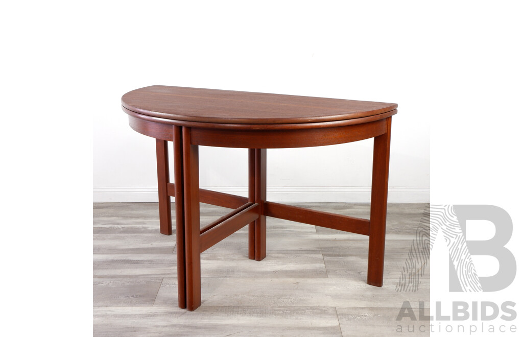 Teak D Front Fold Over Occasional Table
