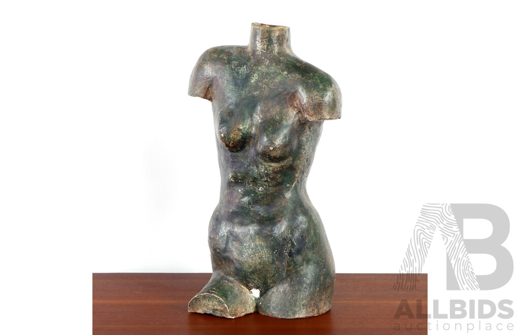 Painted Ceramic Female Torso Figure