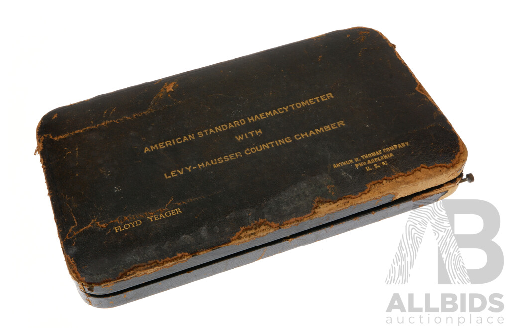 1920's American Standard Haemacytometer with Levy-Hausser Counting Chamber, Arthur H. Thomas Company Philadelphia USA, Original Case