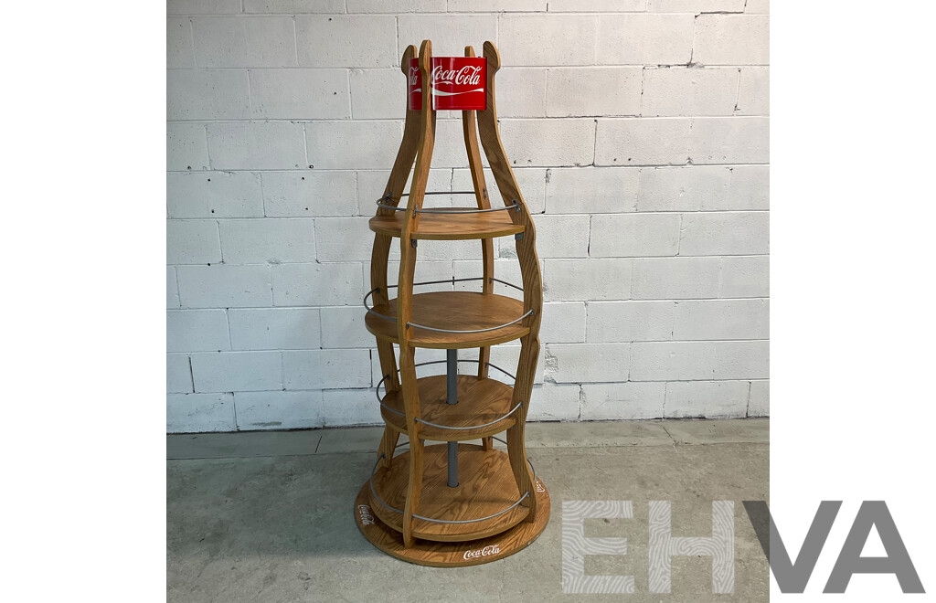 Vintage COCA COLA 4- Tier Bottle Shape Wooden Display Stand