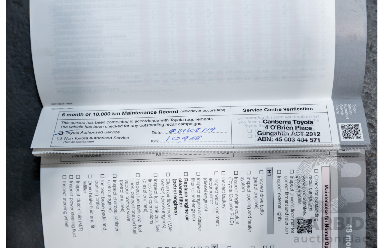 11/2018 Toyota Hilux Workmate TGN121R 4d Dual Cab Utility White 2.7L