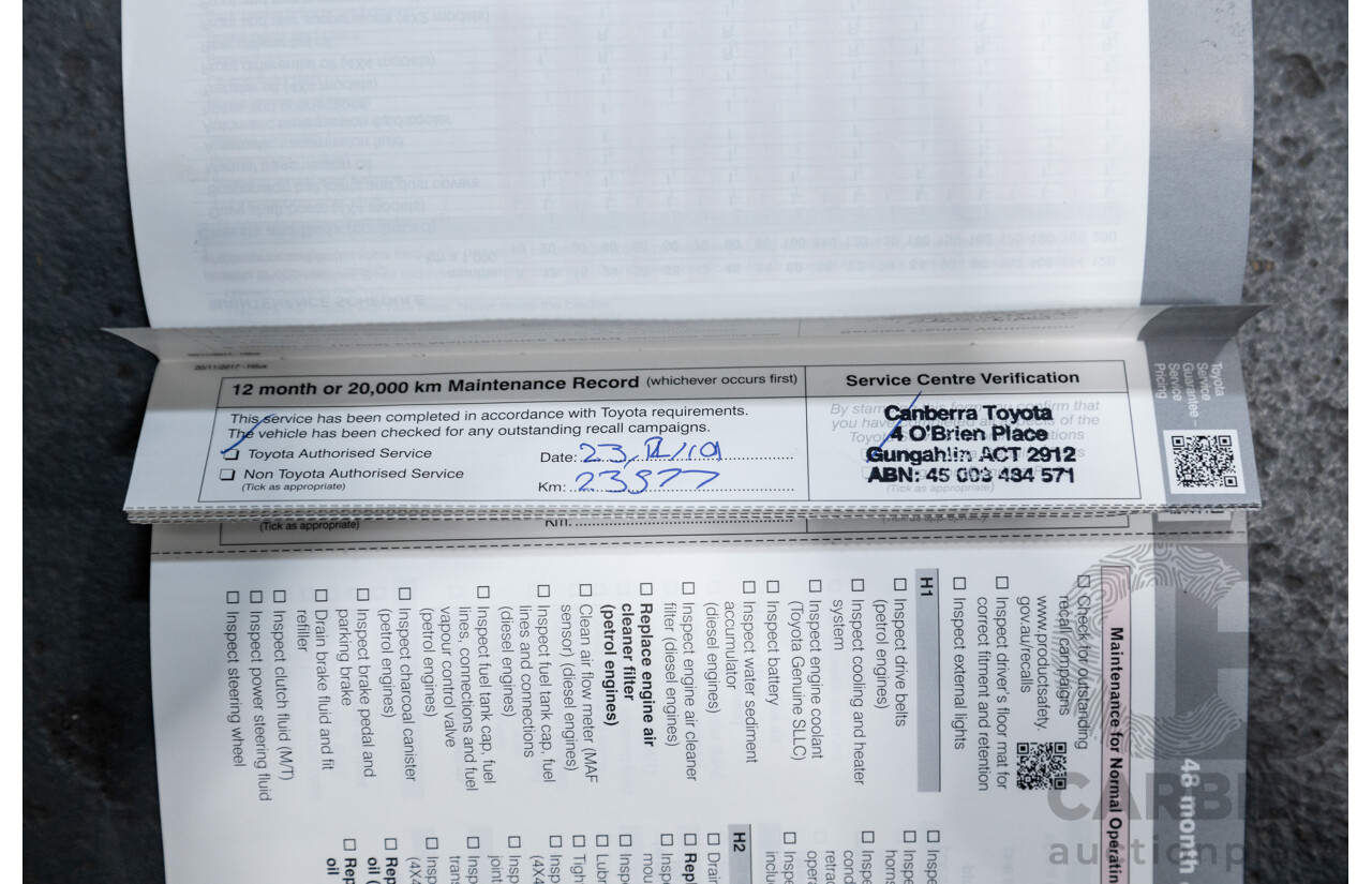 11/2018 Toyota Hilux Workmate TGN121R 4d Dual Cab Utility White 2.7L