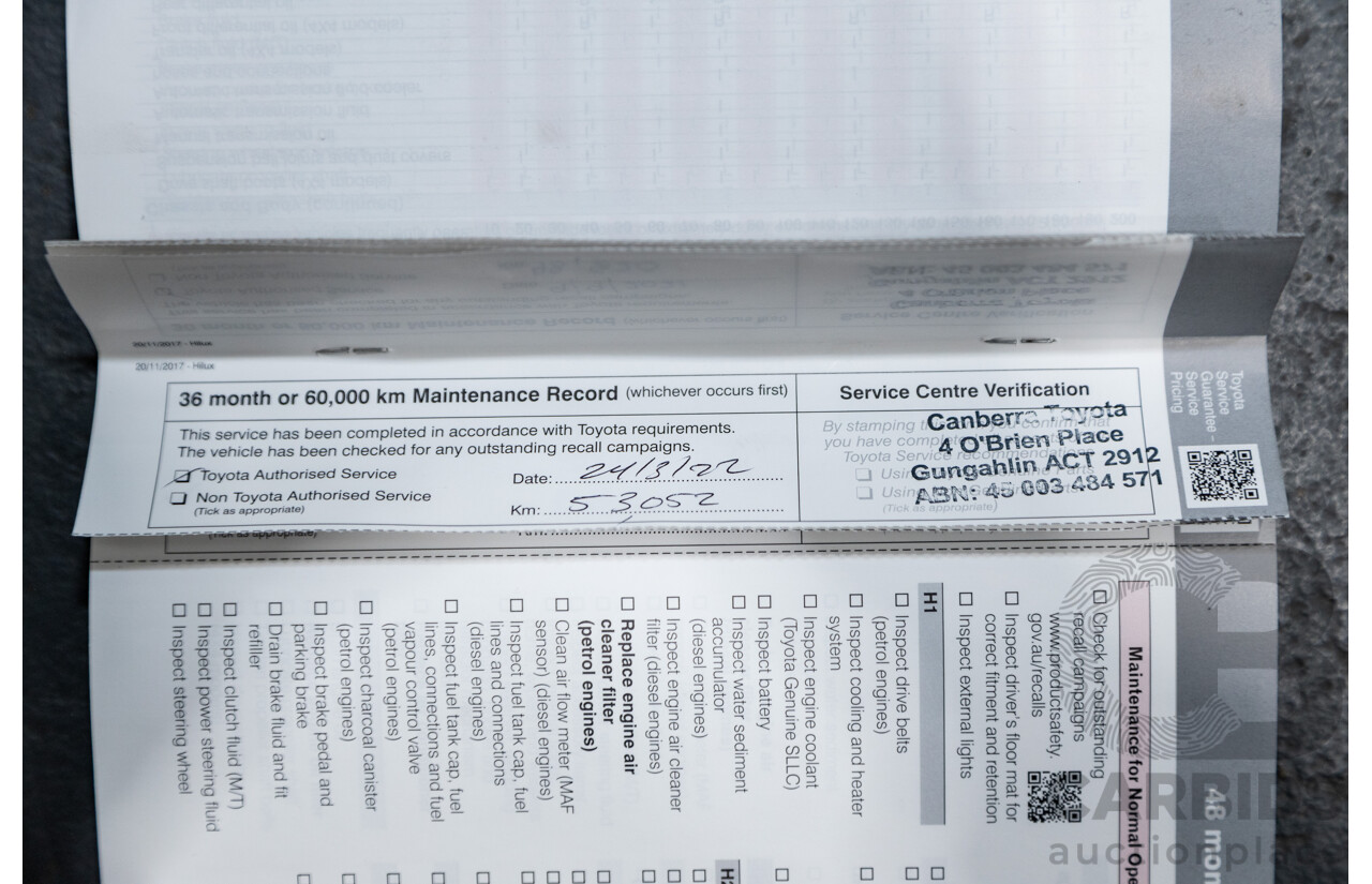 11/2018 Toyota Hilux Workmate TGN121R 4d Dual Cab Utility White 2.7L