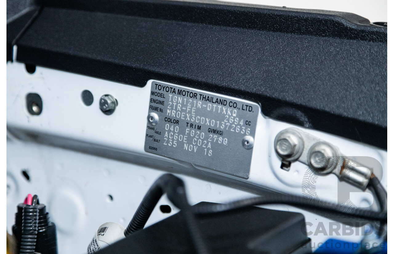 11/2018 Toyota Hilux Workmate TGN121R 4d Dual Cab Utility White 2.7L