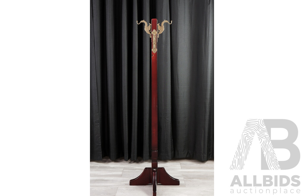 Timber Coat Stand with Brass Handles