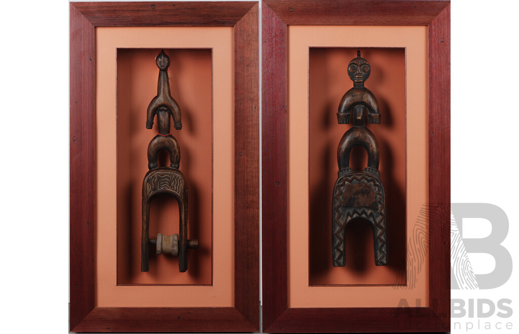 Pair of Framed Cameroonian Spindles