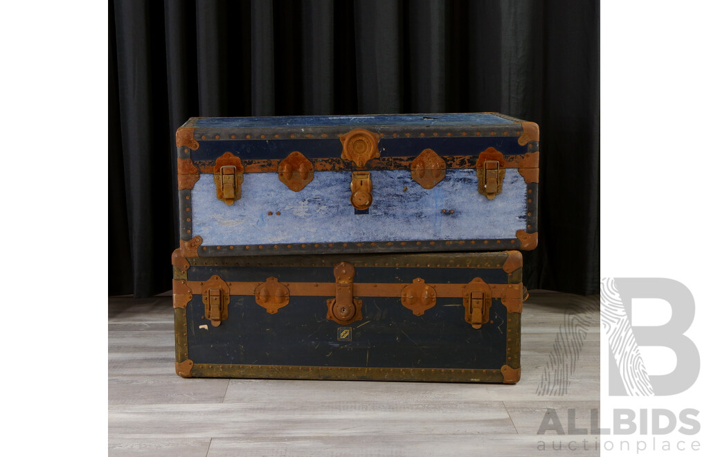 Pair of Vintage Shipping Trunks