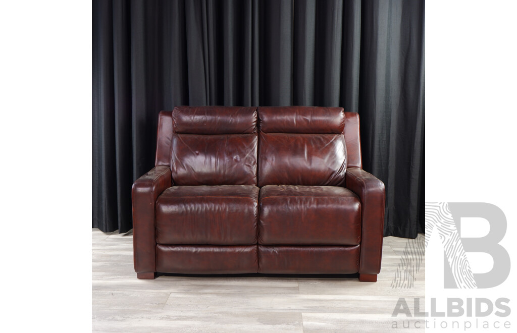 Brown Leather Two Seater Lounge