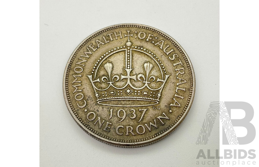Australian 1937 Silver One Crown Coin .925