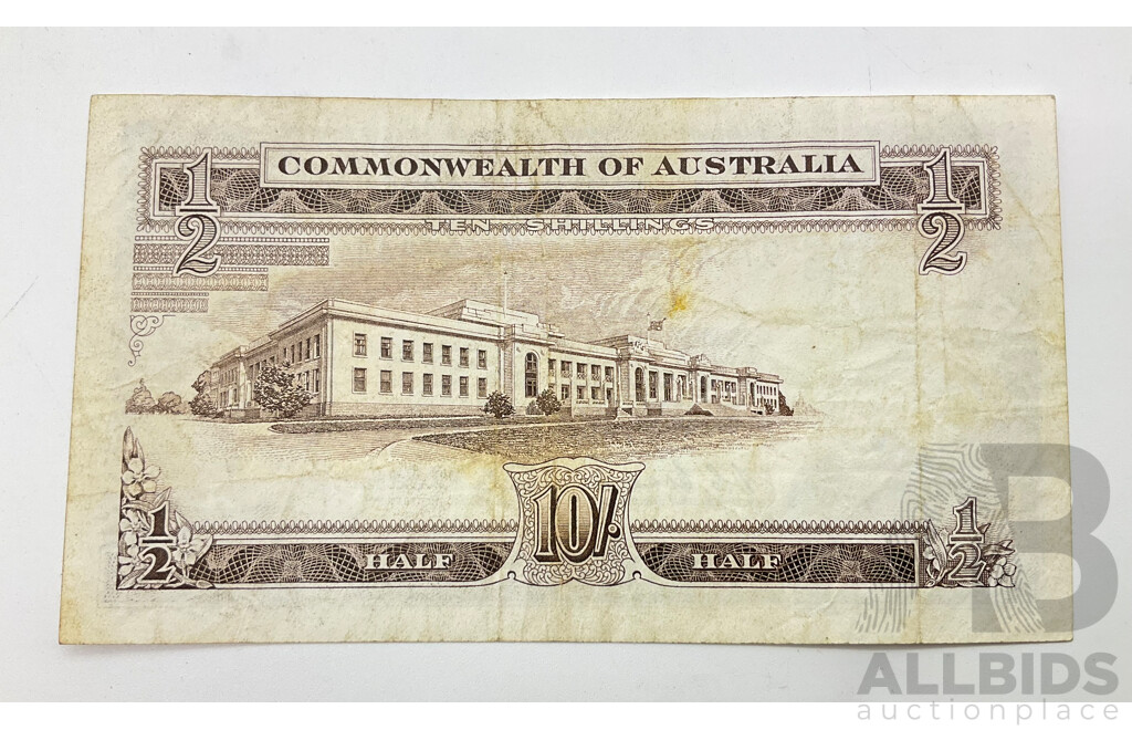 Australian Ten Shilling Note, Coombs/Wilson AH 972441