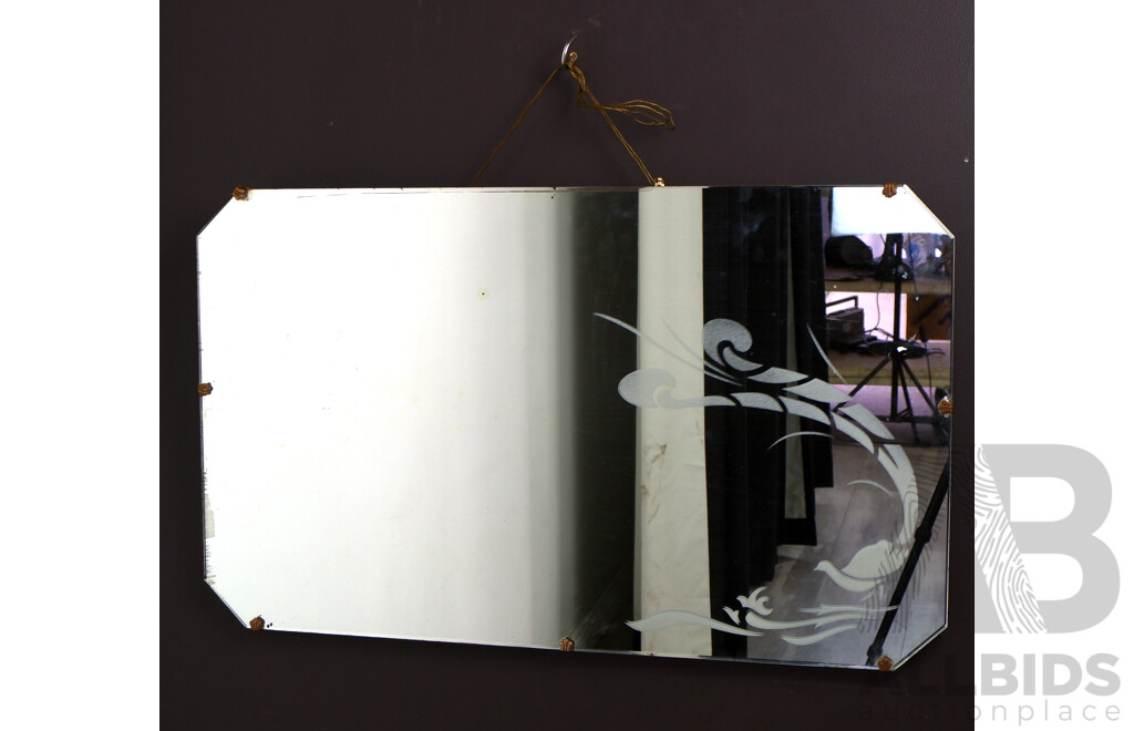 Art Deco Mirror with Lyre Bird