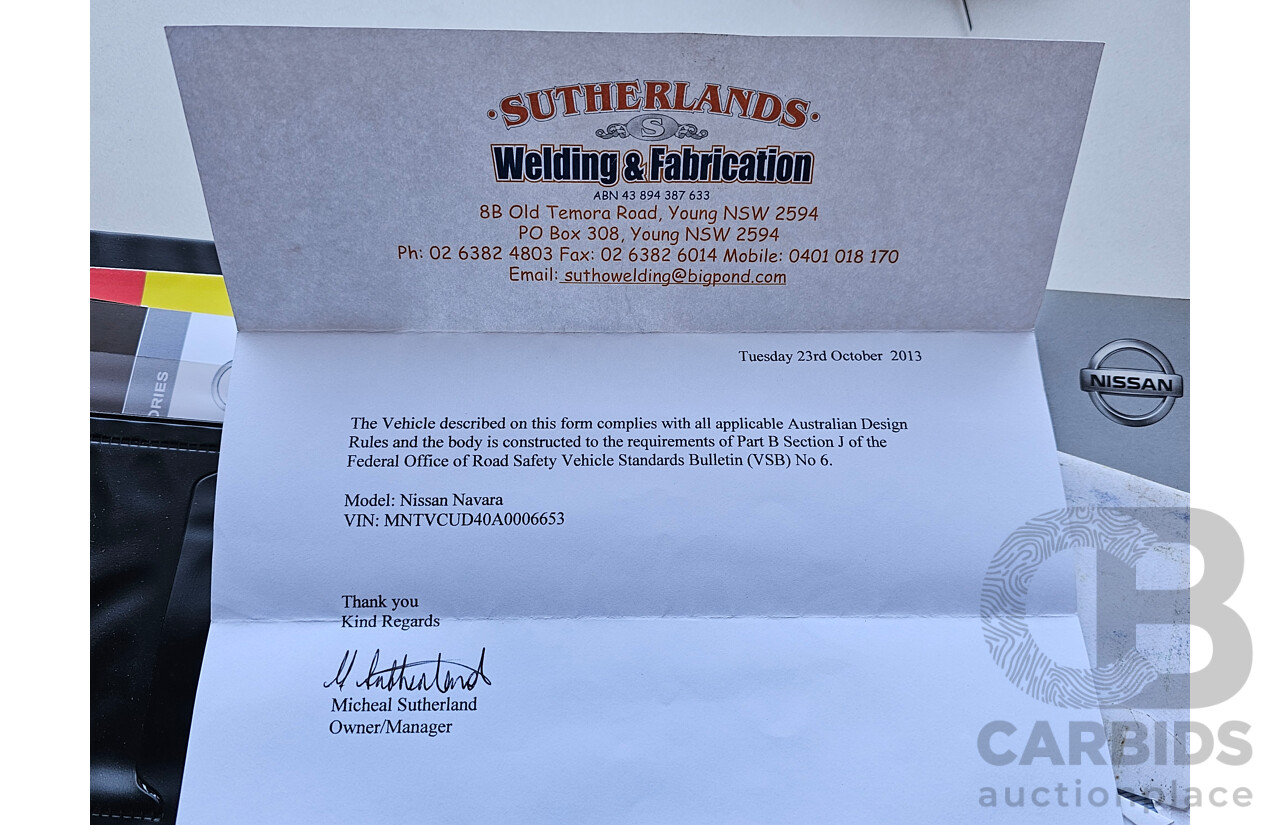 4/2010 Nissan Navara ST (4x4) D40 Dual Cab P/Up White 2.5L