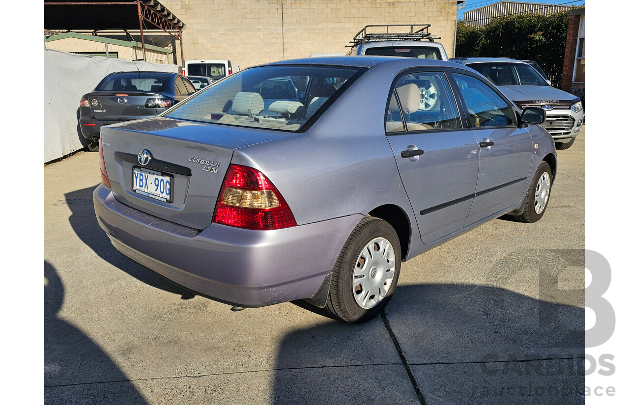 10/2001 Toyota Corolla Ascent ZZE122R 4d Sedan Blue 1.8L